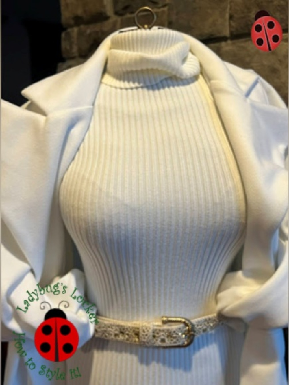 Ribbed Turtle Neck Dress - cream size 8 bundle accessories for a stunning look!